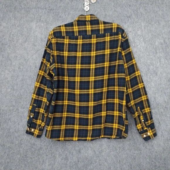 L.O.G.G X H&M Men Shirt M Plaid Flannel Button‎  Yellow Lumberjack Grunge Preppy - Picture 7 of 11